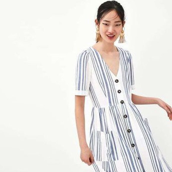 Linen stripped dress - Picture 3 of 3